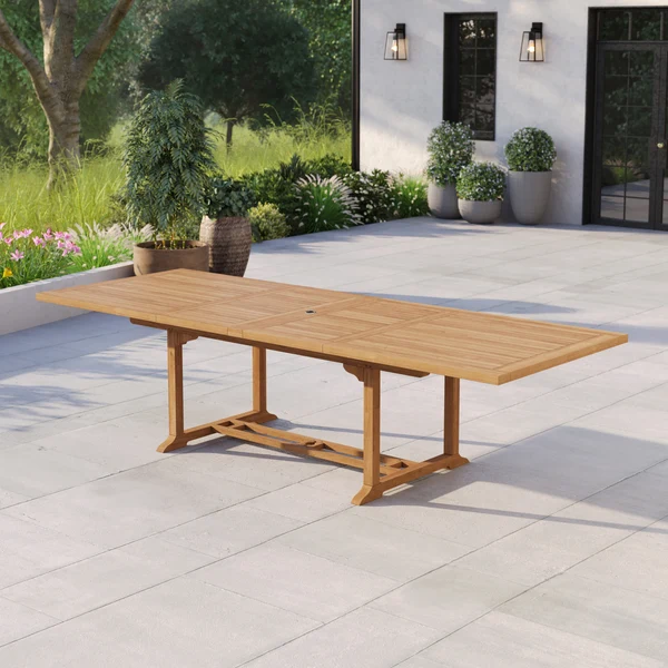 Teakhouten tuinmeubelen, rechthoekige uitschuifbare tafel van 200-300 cm, bladdikte 4 cm