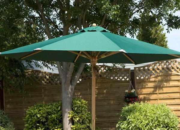 Premium 2,7 m massief houten kantelparasol met 48 mm paal (groen)