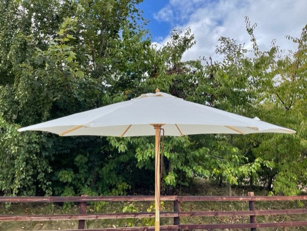 Premium 2,7 m massief houten kantelparasol met 48 mm paal (crème)